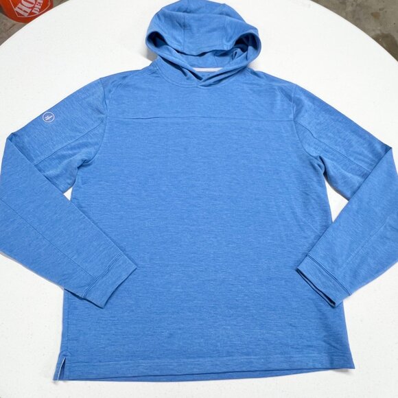 Johnnie-O Remmy Lightweight Performance Hoodie Majorca Blue Mediium NWOT - Picture 1 of 9